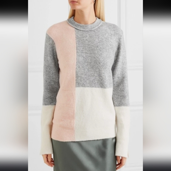 3.1 Phillip Lim Wool Alpaca Blend Color Block Quiet Luxury Sweater, Medium - Picture 1 of 5